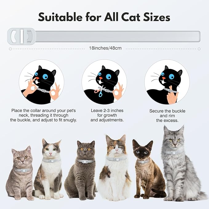 Natural Flea and Tick Collar for Cats – 4 Pack, Long-Lasting Protection, Waterproof, Adjustable Size for Kittens and Adult Cats