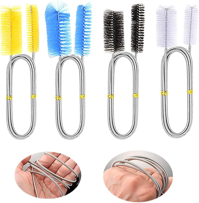90/155/200CM Aquarium Cleaning Brush for Hose Air Tube Stainless Steel Flexible Double Ended Pipe Brush Fish Tank(Blue,90cm)