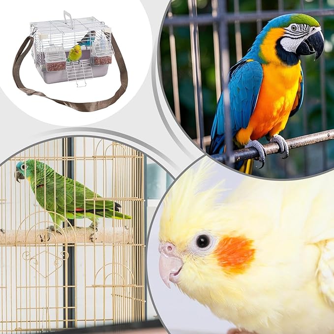 Small Bird Carrier - Heavy Duty Travel Cage with Comfortable Grip, Compact Ventilation Structure, Sturdy Locking Door System, Breathable Design | Portable Pet Enclosure for Peony Parrots, Pearl