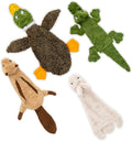 Best Pet Supplies Squeaky Dog Toys with Soft Durable Fabric for Small, Medium and Large Pets Interactive Toy for Indoor Play, Supports Active Biting and Play - 4 Figures, Large