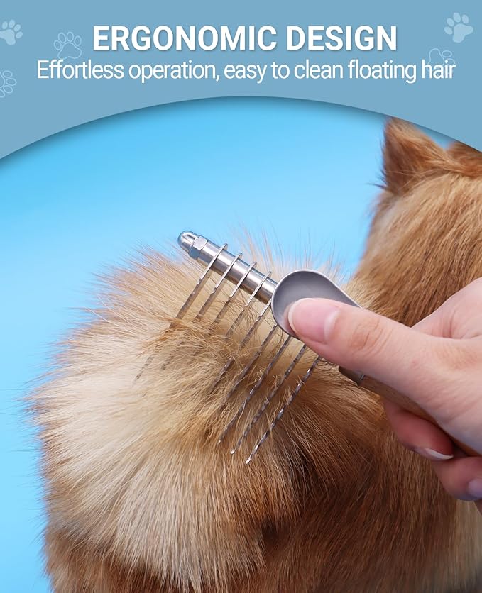 Dematting Comb for Dogs, Dematting Tool for Dogs & Cats - Serrated Matted Hair Removal Brush - Easily Remove Knots, Mats and Tangles - Designed for Wavy & Curly Coats