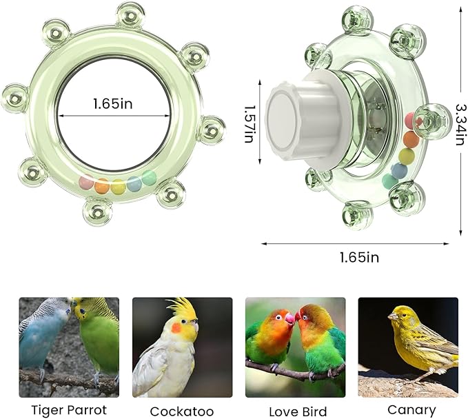 Bird Mirror Toys for Cage,Parakeet Rotating Sound Wheel Toy,Budgie Training Colorful Interactive Chew Toys for Canaries Lovebirds Conures Cockatiels cage Accessories (2, Blue)