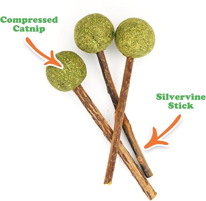 Meowijuana Lollies | Silvervine Sticks with Compressed Catnip | 5.5” Chew Sticks for Cats | Promote Healthy Chewing Habits and Dental Health | Freshly Harvested from Silverine Plants