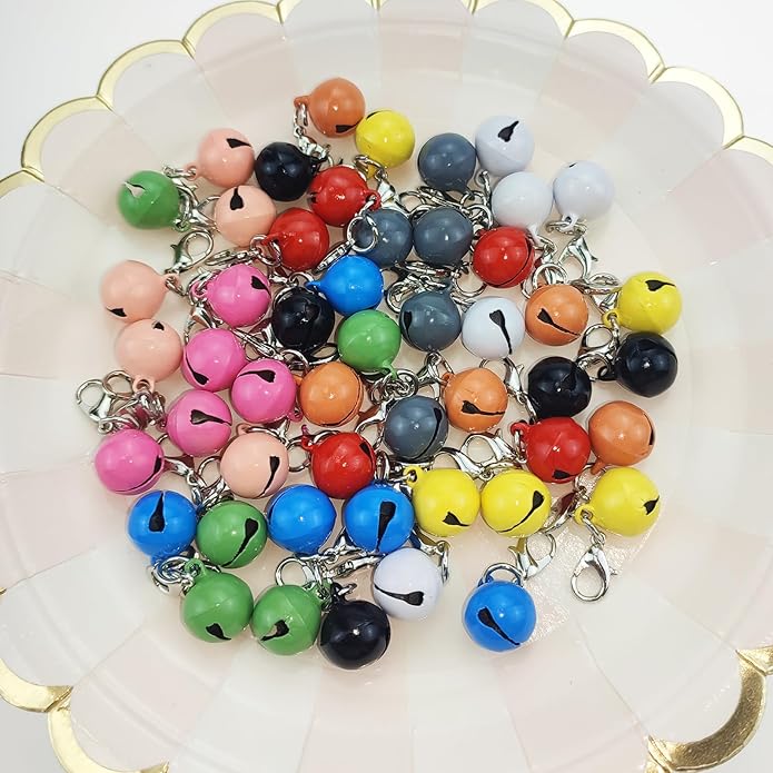 50 PACK Pet Bells for Cat Dog, Round Bell with Loud Crisp Sound Multicolor Cat Dog Collar Charm Pet Pendant Accessories Jingle Bell for Christmas Decoration
