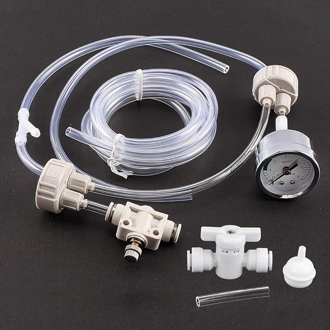 Fish Kit, 1 Set White DIY Aquarium with Planted CO2 System, Pro Tubegauge Bottle Set