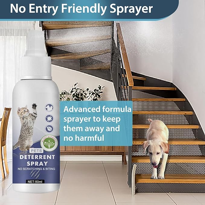 Cat Deterrent Spray, Natural Anti Scratch Cat Spray, Effective Cat Bitter Spray for Chewing & Scratching Keep Off Cat Indoor or Outdoor, Protect Furniture, Curtain, Floor & Plant，100 Ml