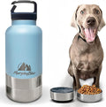 MurphyBlue Dog Water Bottle | 32 oz. Capacity Insulated Stainless Steel, Lid w/Built-in Carabiner, BPA Free Plastic Detachable Bowls, Portable Dog Water Bottles, Travel Bowls for Pets