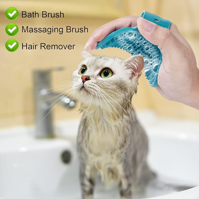 Cat Bag for Bathing Set with Grooming Washing Bag Adjustable Pet Shower Brush - Cat Bathing Mesh Bag Anti Scratch Anti Bite Soft Durable for Cats & Dogs Restraint Grooming Nail Trimming Washing