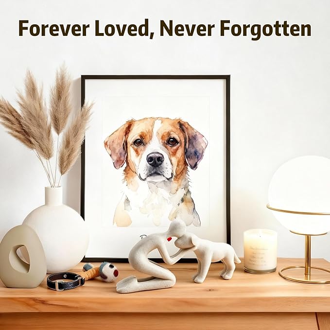Dog Memorial Statues – Dog Memorial Gifts for Loss of Dog, Pet Memorial Ornament, Pet Sympathy Remembrance Gift (Sandstone)