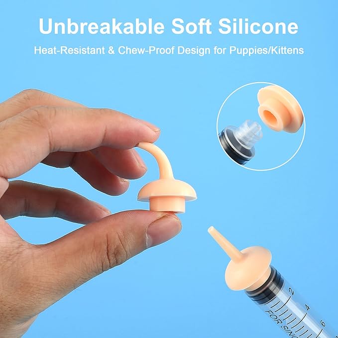 Kitten Puppy Nursing Bottle Set with Nipples, BPA Free Formula Dispenser, Feeding Syringe for Newborn Baby Animals