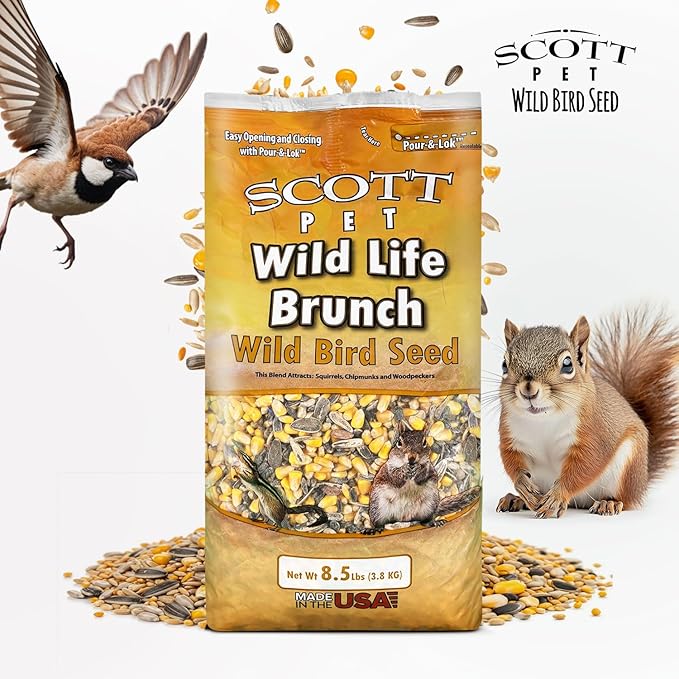 Scott Pet Wild Bird Seed, Wildlife Brunch Blend, 8.5 lbs Bag, Feed, Great for Platform Feeders, Food for Outside Wild Birds