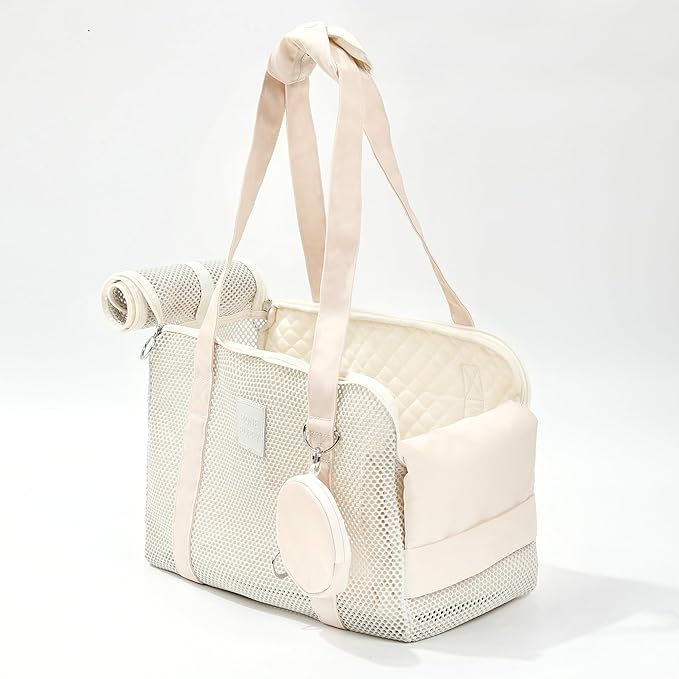 Pet Breathable Mesh Tote Bag, Pet Hands-Free Shoulder Bag,Dog and Cat Lightweight and Comfortable Pet Shoulder Bag, Pet Carrier Purse for Small Dog Cat（Can Hold 10 Pounds）
