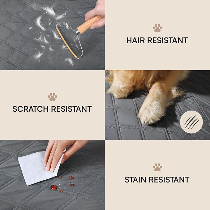 Luciphia 100% Waterproof Couch Cover Blanket for Dogs Anti-Slip Pet Couch Protector Sofa Mat Puppy Cat with Non-Slip Bottom, Grey, 68x82 Inch