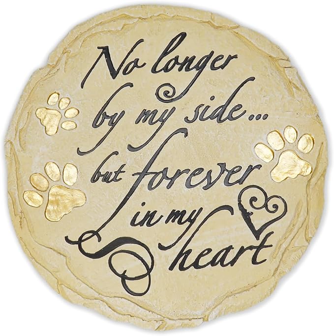 Lily's Home Pet Memorial Stone - Cat or Dog Grave Marker - Durable Waterproof Garden Memorial Stone for Indoor and Outdoor Use - Sympathy Gift for Pet Loss - Circle