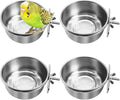 kathson 4 Pack Stainless Steel Bird Bowls, Parrot Feeding Dish Cups with Clamp Holder Bird Feeders Water Cage Bowl for Parakeet Cockatiels Conure Budgies Lovebird Finch and Small Animals