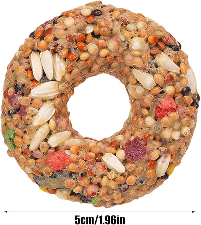 Parakeet Treats - Enrichment Toy, Donut Shaped Grain Teether, Interactive Training Accessory, Foraging Supply | Fun Bird Toys for Lovebirds, Cage Activity, Feeding Entertainment, Daily Play Snack