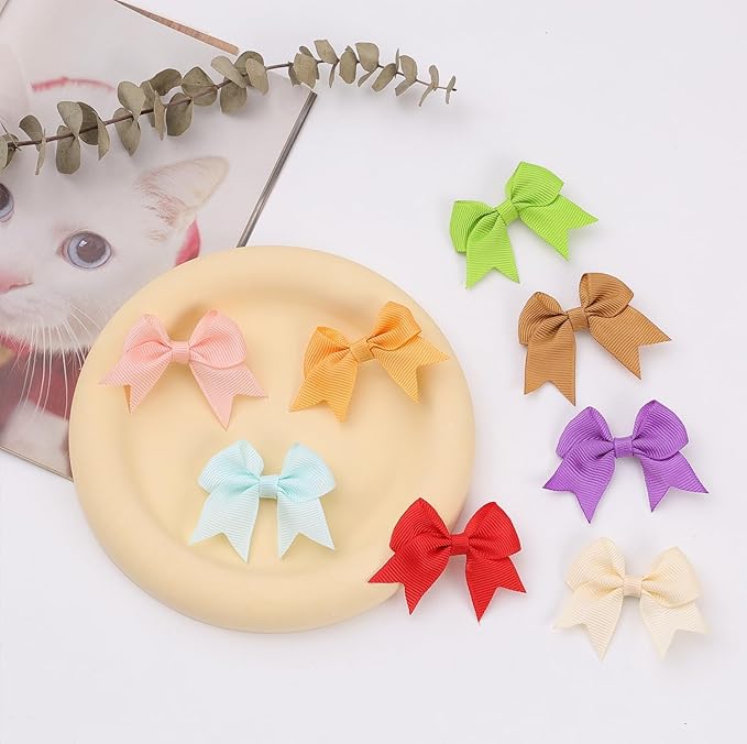 60PCS Small Dog Bows with Clips,Small Handmade Hair Accessories Bow Pet Puppy for Doggies Cat Kitten Rabbit Grooming Accessories (Green Style C-60pcs)
