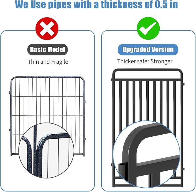 New Thickened Version Dog Playpen, 43 Inch Dog Fences for The Yard, Portable Outdoor Dog Playpen for Large/Medium/Small Dogs, Foldable Metal Dog playpen, with Doors (32 Panels, 43 Inch)