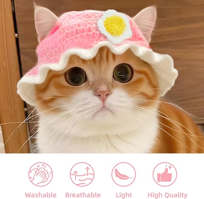 Cat Hat for Cats, Pet Cute Halloween Christmas Party Costume Accessories Headwear Comfortable for Puppy Cat Kitten Pet Puppies 11-14" (Pink)