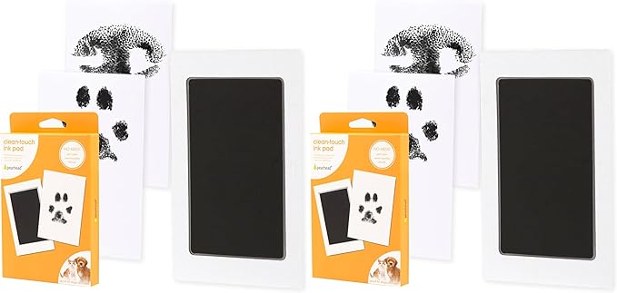 Pearhead Paw Print Clean Touch Ink Pad Kit for Dogs and Cats,Pet Owner Keepsake,DIY Inkless Paw and Nose Print Impression Set,Small/Medium,(Pack of 2)