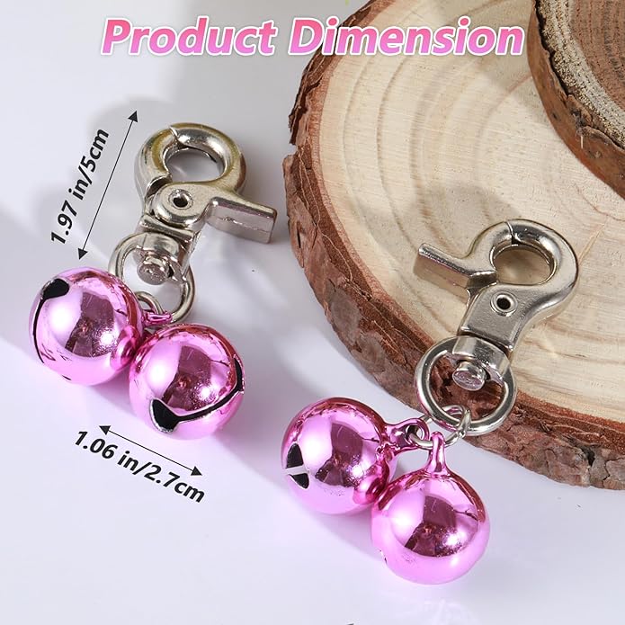 2 PCS Pet Bells for Collar Small Bell for Dog Cat Collar Bells Only Loud Training Pendant Accessories Stainless Steel Collars Charm with Heavy Duty Snap Clips for Dogs Kitty Puppy Pet (Purple)