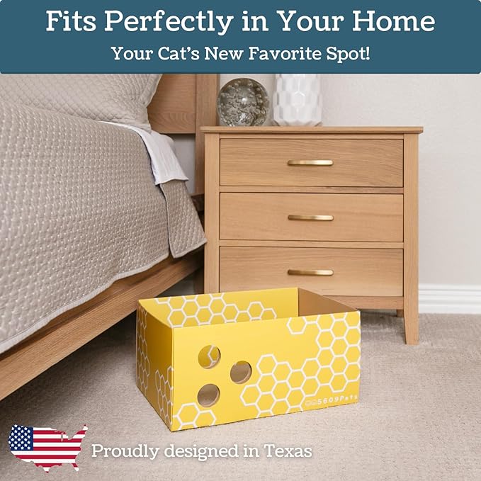 Extra Large Cardboard Cat Scratcher with Refillable Double-Sided Scratch Pad, No‑Mess Cat Scratching Box for Indoor Cats