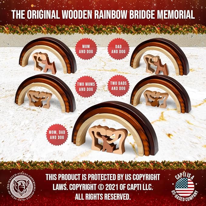 Capti Rainbow Bridge Memorial Gifts - I'll Meet You at The Rainbow Bridge - Pet Loss Keepsakes for Dog Moms & Dads, Bereavement Sympathy Gifts