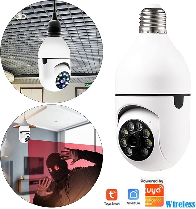 Home WiFi Camera Light Bulb IP Security Camera Wireless Night Network Surveillance Baby Monitor Dog Pet Camera Indoor 360 Eyes Night Vision Camera 1080P Home Security Camera/397