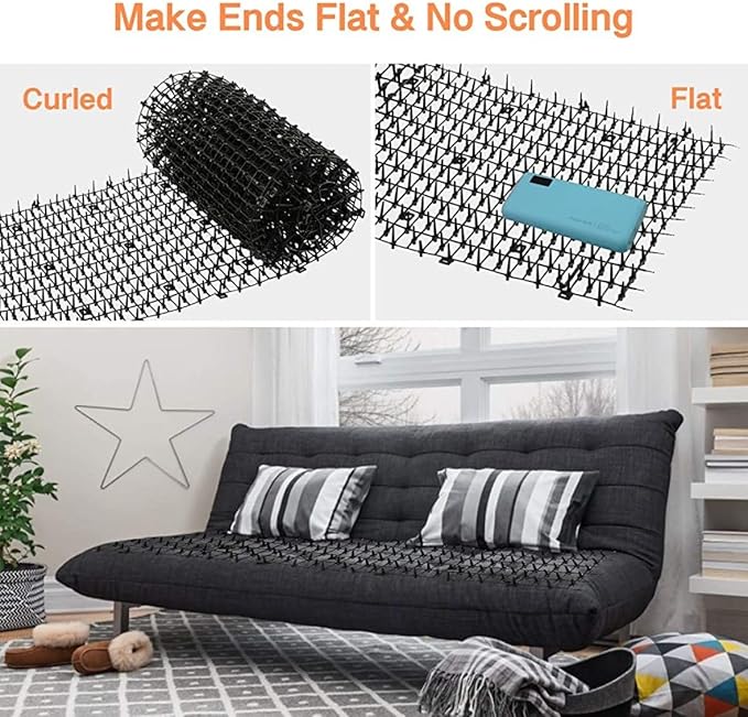 Cat Scat Mat with Spikes, 2m x 28cm Cat Dog Animal Spikes Repellent Mat, Anti Indoor Outdoor for Garden, Fence Foam Toe spacers 100 Pack, Disposable Finger sepa