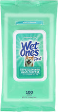 Wet Ones for Pets Hypoallergenic Multipurpose Dog Wipes with Vitamins A, C & E - No Fragrance Pet Wipes for Dogs with Wet Lock Seal, 100 Count