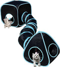 Cat Tunnels for Indoor Cats with Cube Tent Toys Combo, Pop Up Collapsible Crinkle Interactive Peek Hole, Cat Tube with Play Ball and Bell for Kitten, Puppy, Kitty, Rabbit - Set of 3