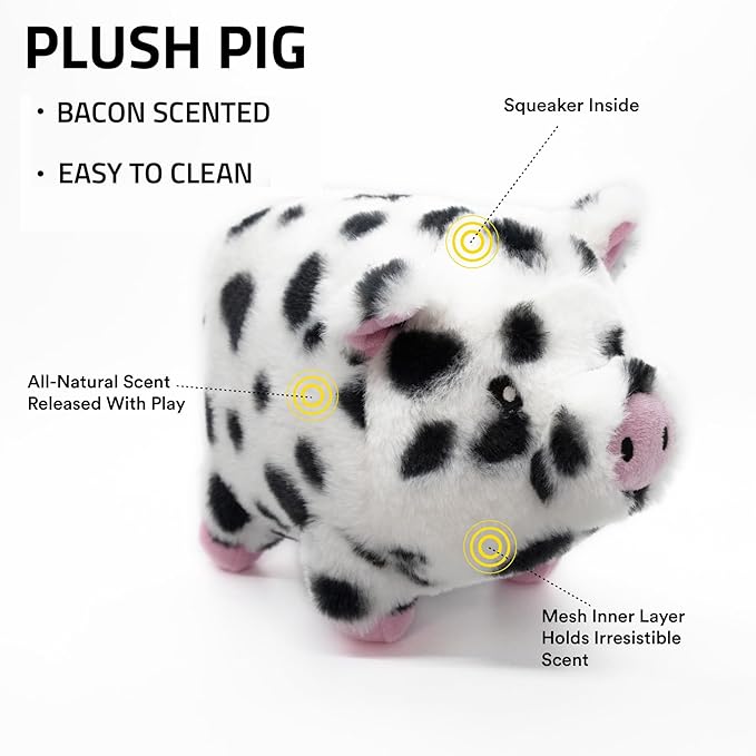 Playology Dog Toys | Plush Toy Pig Stuffed Animal for Dogs, Value 2-Pack | Small Bacon Scented Toys - Easy to Clean and Made from Non Toxic Materials