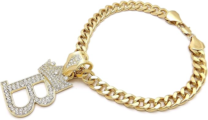 Initial Letter Cuban Chain Dog Chain Pet Chain Pet, Cat, Puppy Chain (20", B)