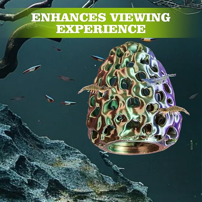 Shrimp Dome Hide, Shrimp Hides for Aquarium, Betta Fish Hideout with Suction Cup, Betta Habitat Tank Ornament Accessories, Aquarium Decor for Small Fish Guppy Hiding Resting (Green Purple)