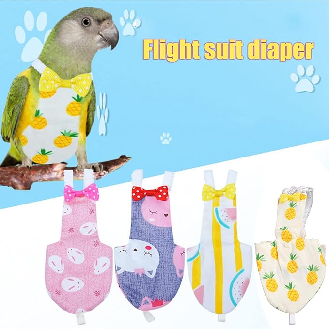 Bird Parrot Diaper Flight Suit Nappy Clothes for Green Cheek Conure Parakeet Cockatiel for Small Birds 4 S