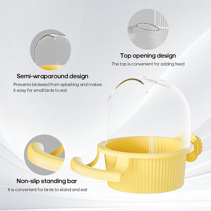 No Mess Bird Feeder Water Dispenser Set, Automatic Hydration, Bird Cage Accessories for Cockatiels Parrots Lovebirds Canarys Finches Budgies and Other Small to Medium Sized Birds (Pink + White)
