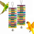 2 PCS 9.84" Multicolored Bird Toys - Stress Relief Chew Parrot Toys, Natural Wooden Blocks, Hanging Bird Cage Accessories, for Parakeets Cockatiels Conures Budgies African Grey Macaws Amazon Parrots