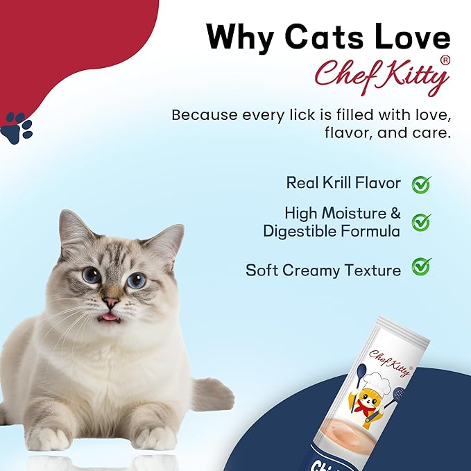 Cat Treats Lickable | Grain-Free Cat Food Toppers, High Protein | Creamy Puree Squeeze Ups with Vitamin E & Taurine, Digestible Formula | 0.5 oz. Each Tube, Chicken with Krill Recipe | 10 Tubes