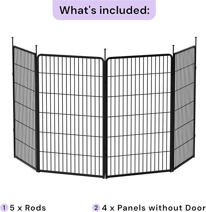 SunsGrove Dog Playpen Outdoor, Heavy Duty 45 Inch 4 Panels Play Pen for Large Dogs, Free and Safe Play Dog Fence, Black