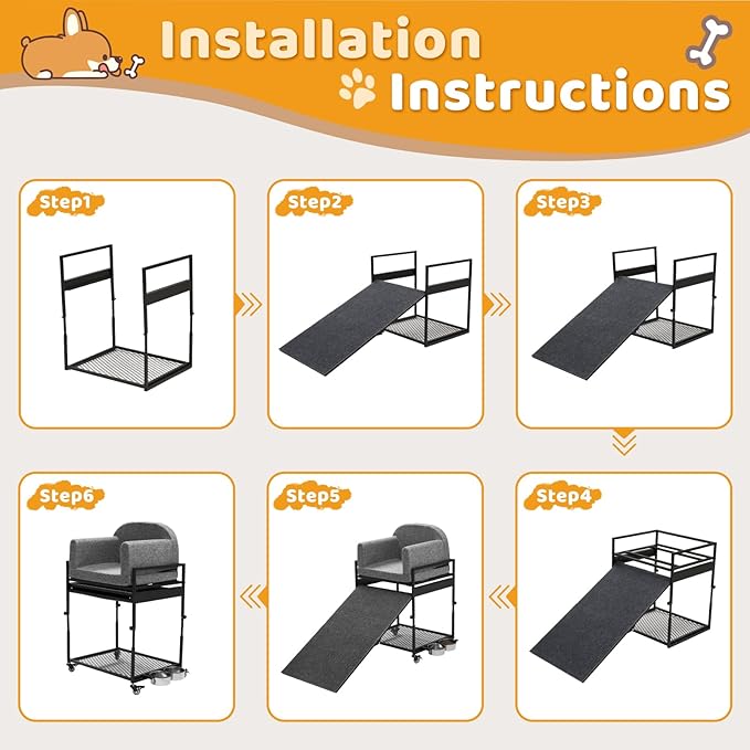 Dog Stairs Ramp, Seatmate Chairs for Dogs, Adjustable Two-Folded Extra Wide Seat Mate Chair Ramps, Non-Slip Dog Window Perch with Stairs for High Bed Window Office, Grey Ladder Perch, Load Capacity