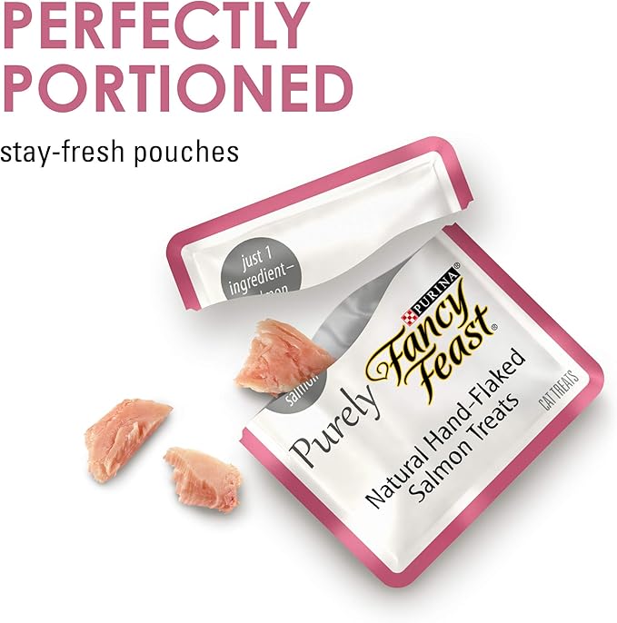 Purina Fancy Feast Natural Cat Treats, Purely Natural Hand-Flaked Salmon - (Pack of 5) 10 ct. Pouches