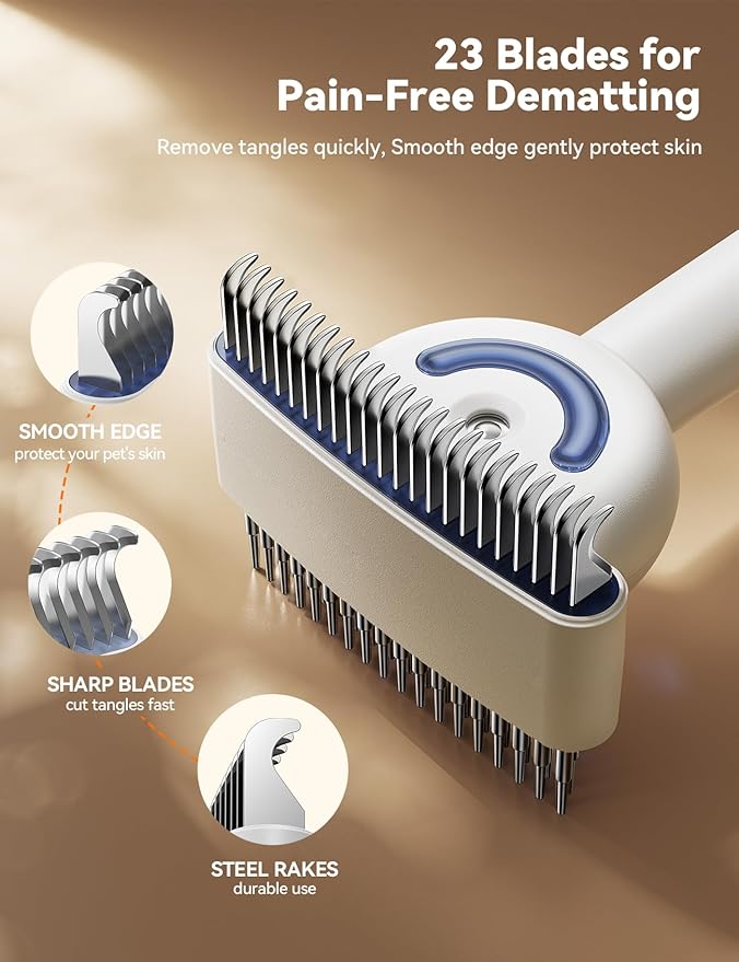 Dog Brush for Shedding with Steam, Dog Brush for Long Haired Dogs and Cats, Dual-Sided Dematting and Deshedding, Safe Non-Deforming Steel Pins, for Medium-Thick Coats Prone to Tangles & Shedding