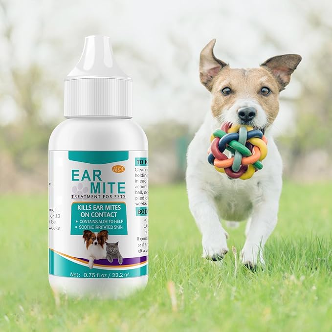 2 Pack Ear Mites Clean for Dogs & Cat, with Aloe Vera, Cat Ear Mite Treatment Cleaner on Contact & Soothes Itching, Vet-Recommended Formula for Pets Ear Cleaning, Fast-Acting