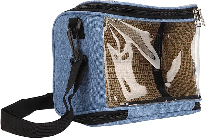 Bird Carrier Bag,Portable Travel pet Hamster Bag,Transparent Lightweight Breathable Parrot Travel Cage for Cockatiels Parakeets Small Bird Rat Guinea Pig Squirrel Carrier (Blue)