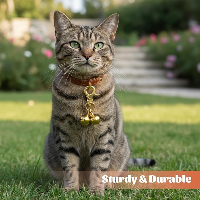 2Pcs Gold Bells for Dog Collars, Extra Loud Collar Bell, Cat Bell for Pet Collar, Training Collar Charm with Heavy Duty Snap Clips, Pet Pendant Accessories for Pet Tracking Anti Lost Training