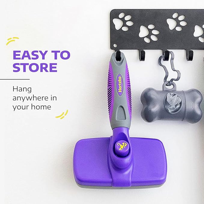 Hertzko Dog Slicker Brush and Dog Hair Remover - Self-Cleaning Brush for Cats and Dogs - Pet Hair Remover Brush for Fur - Gently Removes Mats, Tangles, and Loose Hair - Ideal for Home Use