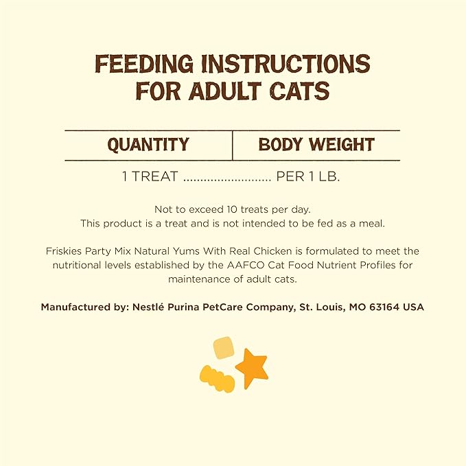 Purina Friskies Natural Cat Treats, Party Mix Natural Yums With Real Chicken & Vitamins, Minerals & Nutrients - (Pack of 6) 6 oz. Pouches