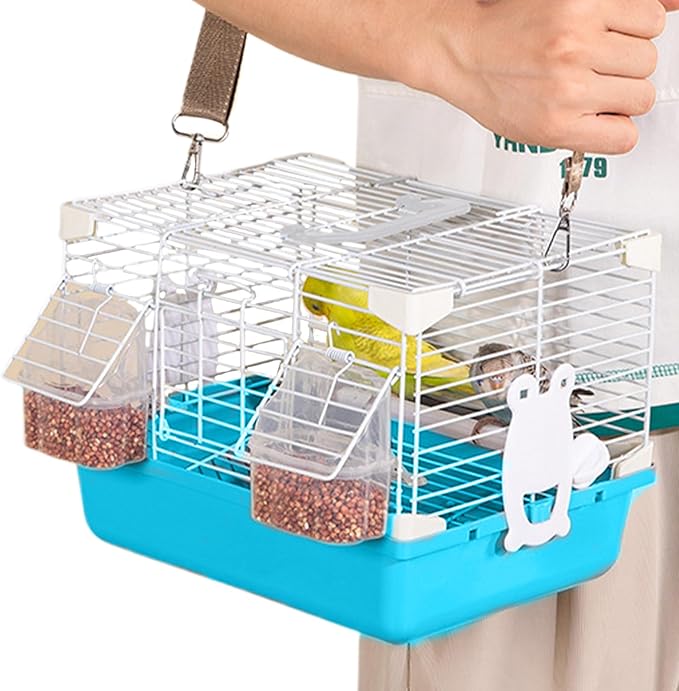 Bird Cage - Lightweight Portable Carrier with Handle, Secure Travel Housing Solution, Durable Ventilated Small Animal Enclosure, Easy Access Door Design | Pet Transport for Cockatiels, Budgies
