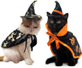4Pcs Halloween Cat Costumes Wizard Hat Cape Pumpkin Bat Halloween Cosplay Party Cape for Cats Puppy Dogs