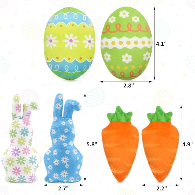 CiyvoLyeen Easter Spring Cat Catnip Kitten Chew Bite Toys Interactive Pillows Teeth Plush Plaything for Cat Gift Cat Lover Funny Pets Supplies Set of 6